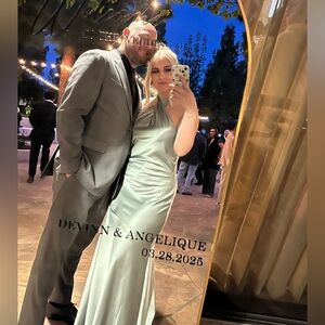 Revelry Bridesmaid Dress Athena Satin Dress Color 742 Sage